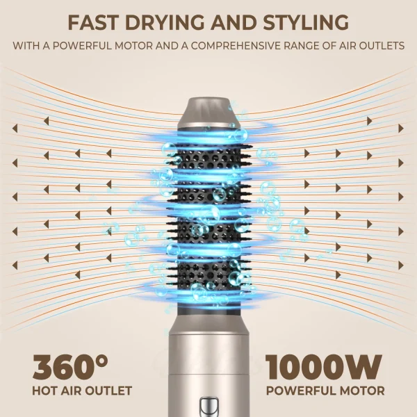 5 In 1 Hair Dryer Brush and Volumizer Negative Ion Detachable Hair Blow Dryer Styler Hot Air Brush Air Styling Curling Iron - Image 4