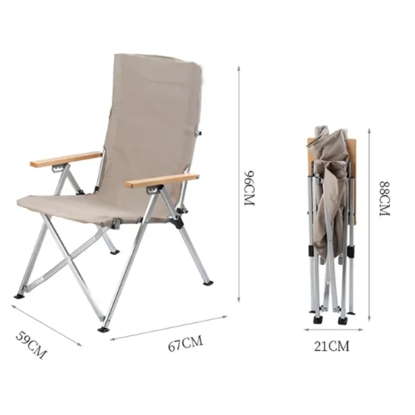 High-back Folding Chair Outdoor Portable Storage Multi-gear Adjustable Lunch Break Chair Camping Beach Lounge Chair - Image 12