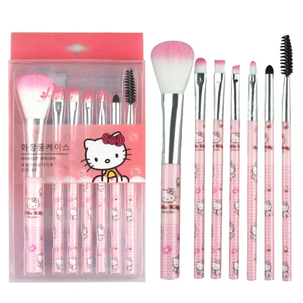 Hello Kitty Makeup Brush Set with Box Cute Fashion Blush Eyebrow Lip Eyeshadow Brush Beauty Tool Women Girls Facial Makeup Gift - Image 4