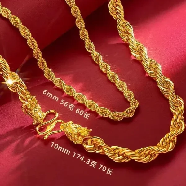 Mens 18K gold necklace faucet twisted chain AU750 gold chain men;s 60cm - Image 4