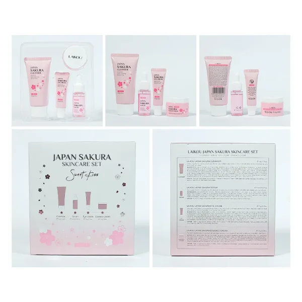 Facial Products Kit Sakura Skin Care Set Facial Cleanser Serum Moisturizing  Face Cream Eye Cream Korean Skincare Improve Rough - Image 22