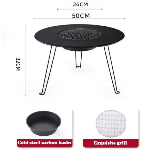 Folding Round Table Camping BBQ Grill stand Protable Barbecue Brazier Grill Outdoor Picnic Foldable  Fire Stove Charcoal grill - Image 8