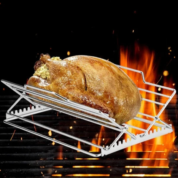 Multifunctional Rack for Roasting Turkey or Chicken Stainless Steel Roaster for Grills Outdoor Cooking Accessories 45BE - Image 9