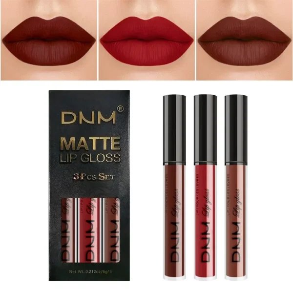 3 Colors/set Matte Velvet Lip Gloss Non-Stick Cup Waterproof Long-lasting Liquid Lipstick Cosmetic Keep 24 Hours Fashion Makeup - Image 14