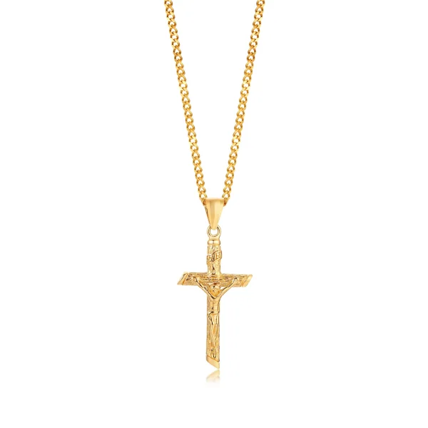 Stainless Steel Cross Necklace Catholicism Jesus Pendant Gold Color Collar Church Prayer Faith Jewelry for Men Women Gift - Image 8