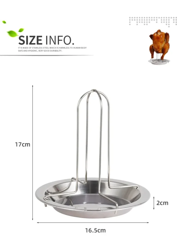 Roasting Chicken with Tray Grill Stand Roaster Rack Kitchen Outdoor BBQ Tools Stainless Steel Non-Stick Grilled Chicken Plate - Image 10