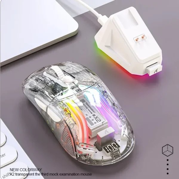 Attack Shark X2 Pro Magnetic Charging Bluetooth Mouse, Tri-Mode , RGB Lights, Transparent, Battery Indicator, Computer Phone - Image 7