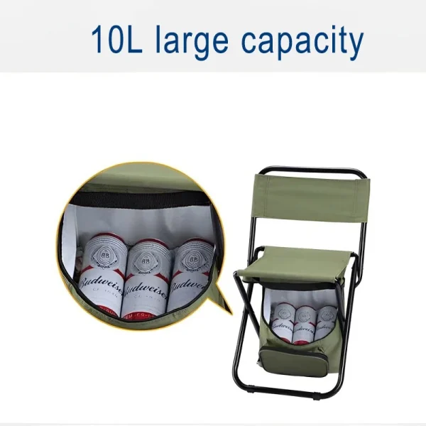 Outdoor Folding Chair 200kg Large Weight Bearing Leisure Camp Ice Pack Chair with Storage Bag Backrest Insulation Fishing Chair - Image 3