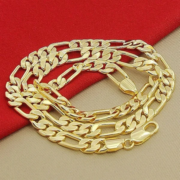 Hot Classic 8MM sideways chain 18K gold Popular brands 925 silver Necklace for Men woman fashion Jewelrys Gifts party - Image 10