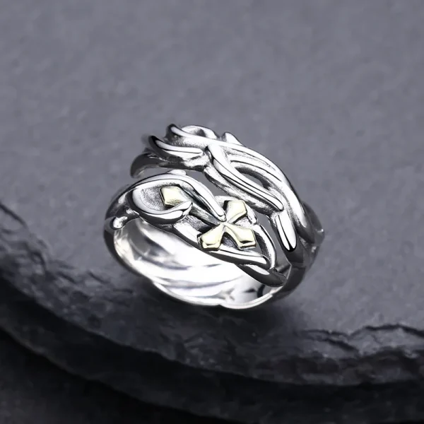 Wholesale 925 sterling silver cross ring for men and women live ring vine thai silver retro distressed personalized jewelry