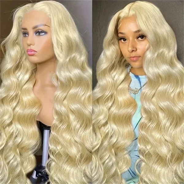 Honey blonde 613 hd lace frontal human hair wig 13x6 for women 30 inch lace front colored body wave transparent preplucked wigs - Image 3