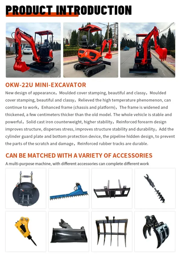 Free Shipping!!! 1.8 Ton Mini Excavator 2ton 1ton EPA Excavator Cabin 2t Chinese Mini Digger Customizable For Sale - Image 9