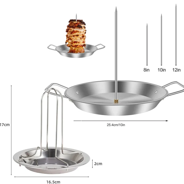 Vertical Skewer Chicken Roaster Rack with Bowl Metal Chicken Roaster Holder Replacement Spikes with Handle Smoker Accessories - Image 6