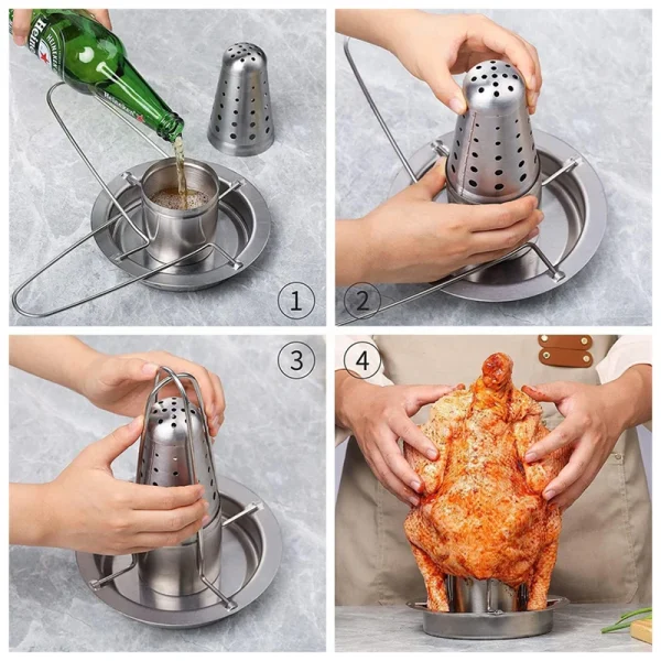 Roasting Grill Stand Chicken Roaster Rack Kitchen Outdoor BBQ Tools Carbon Steel Non-stick Grilled Chicken Plate Party Supplies - Image 12