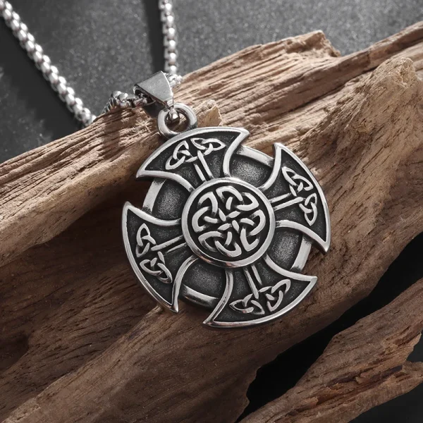 Popular Retro Style Celtic Knot Shield Pendant Necklace Men Women Amulet Hip Hop Punk Personalized Jewelry - Image 2