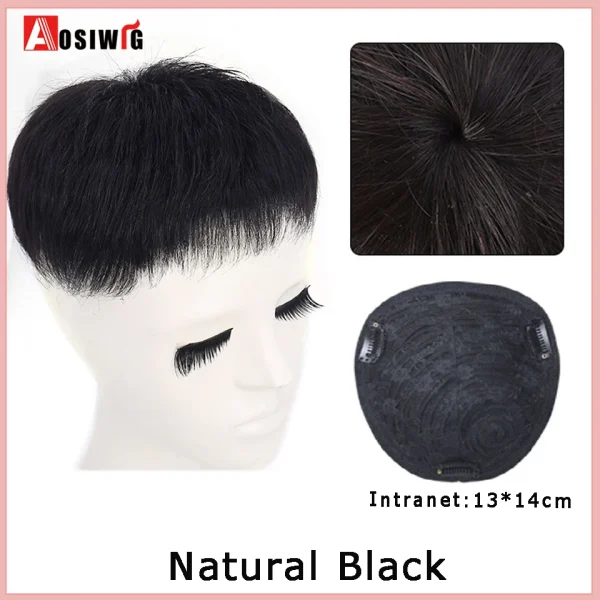 AOSI Synthetic Natural Fake Hairpiece for Men Natural Invisible Topper Closure Hairpiece Suitable For Cover White Hair Loss Hair - Image 17