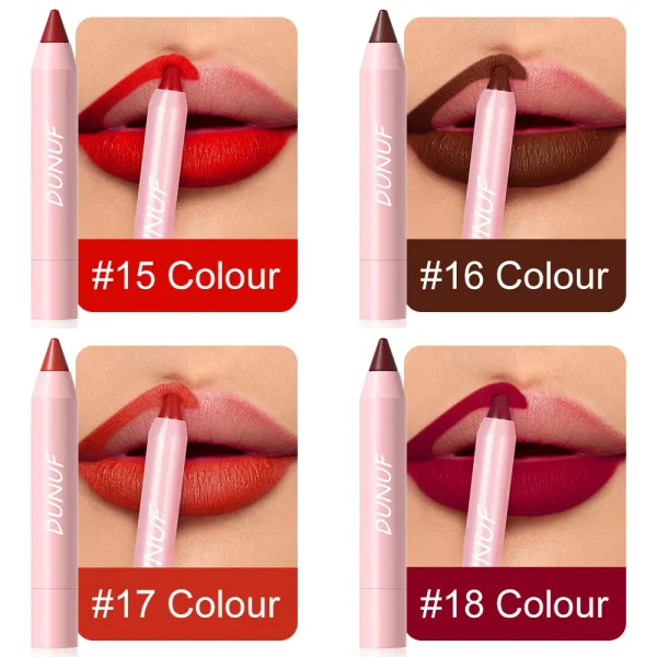 18-Colors Lipstick Pencil Waterproof Sexy Red Matte Contour Tint Lipstick Lasting Non-stick Cup Lipliner Pen Lip Makeup Cosmetic - Image 34