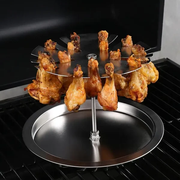 Chicken Leg Rack For Grill Stainless Steel Chicken Lollipop Rack Drumstick Grill Holder 15 Slots Roaster Stand With Drip Tray - Image 2