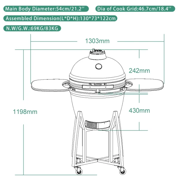 Ceramic Kamado Joe 13" To 29 Inch Charcoal Smoker Bbq Grill Komodo Barbecue Outdoor - Image 14