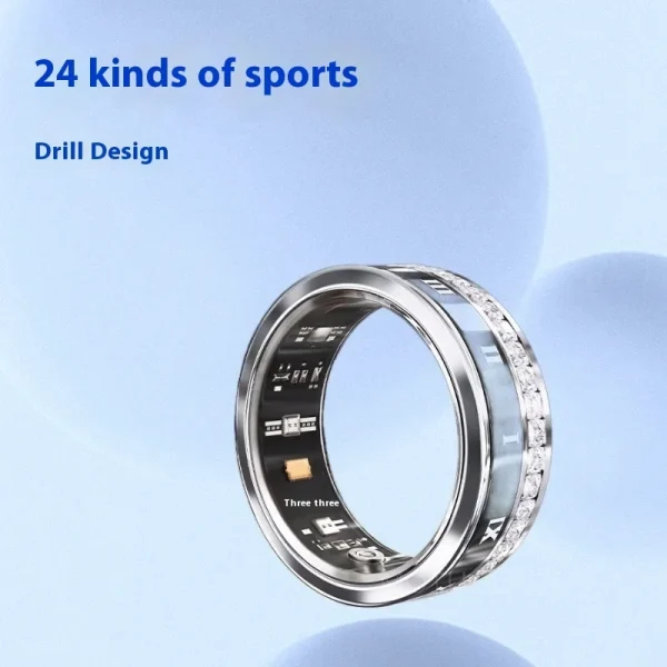 Diamond Smart Ring Titanium Steel Band for Men and Women Bluetooth Waterproof Step Sleep Heart Rate Monitor Wedding Ring Jewelry - Image 3