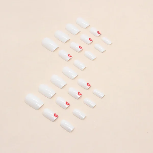 Hot Sexy Girl Simple Glossy Pure White Red Lip Long Coffin Fake Nail Tips Full Finished False Nail Press on Glue Manicure Woman - Image 19