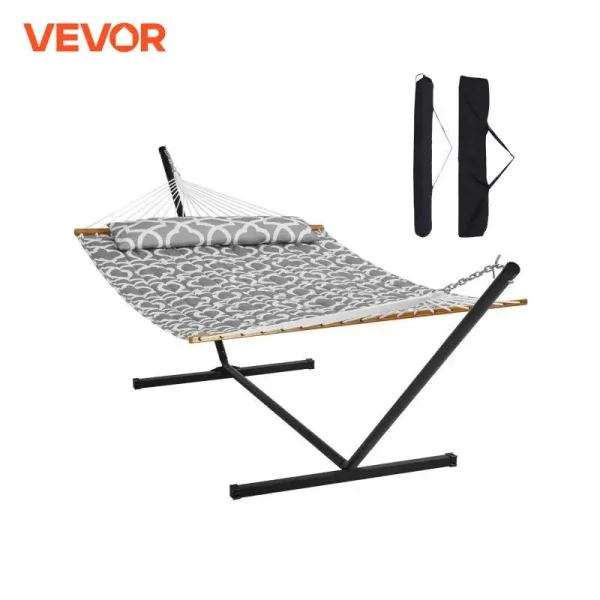 VEVOR Two Person Hammock with Stand Included Heavy Duty 480lb Capacity Double Hammock with 12 FT Steel Stand and Portable Bag