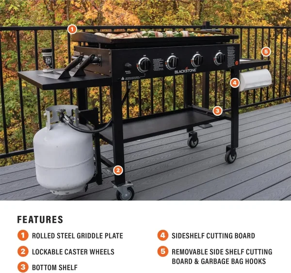 Cooking Station 4 Burner Propane Fuelled Restaurant Grade Professional 36 Inch Outdoor Flat Top Gas Griddle - Image 9