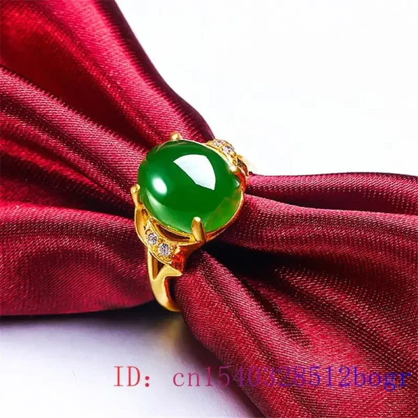 Green Jade Ring Charm 925 Silver Natural Fashion Zircon Gemstone Crystal Jewelry Chalcedony Amulet Men Gifts Women - Image 4