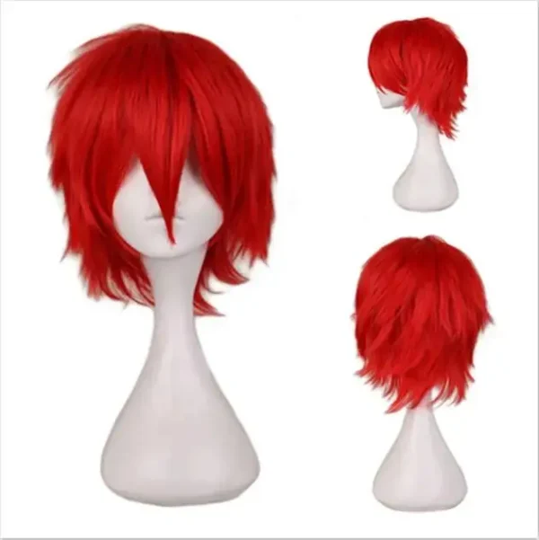 Male Wig Black White Purple blonde Red Short Hair Cosplay Anime Costume Halloween Wigs Synthetic Hair With Bangs For Men - Image 8