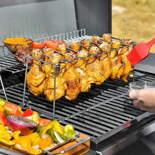 Chicken Leg Wing Grill Rack Folding Barbecue Rack Oven Roaster Stand BBQ Chicken Drumsticks Holder 2PCS - Image 3