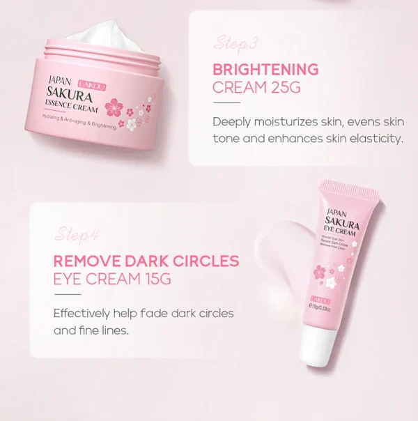 Facial Products Kit Sakura Skin Care Set Facial Cleanser Serum Moisturizing  Face Cream Eye Cream Korean Skincare Improve Rough - Image 17