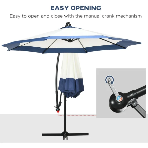 US 10 ft Cantilever Offset Patio Umbrella with Base for Deck Backyard Pool Outdoor - Image 4