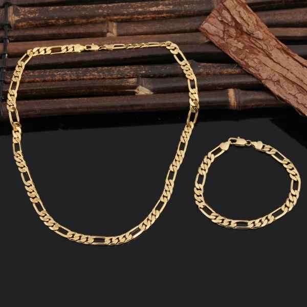 Noble 925 Sterling silver 18K gold 8MM Width chain bracelets neckalce for women men fashion wedding punk jewelry sets - Image 9