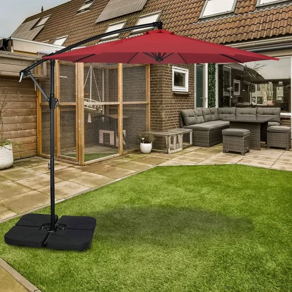 10ft Offset Umbrella Cantilever Umbrella Outdoor  Umbrella with Crank & Cross Base Suitable for Garden, Lawn, backyard and Deck - Image 2