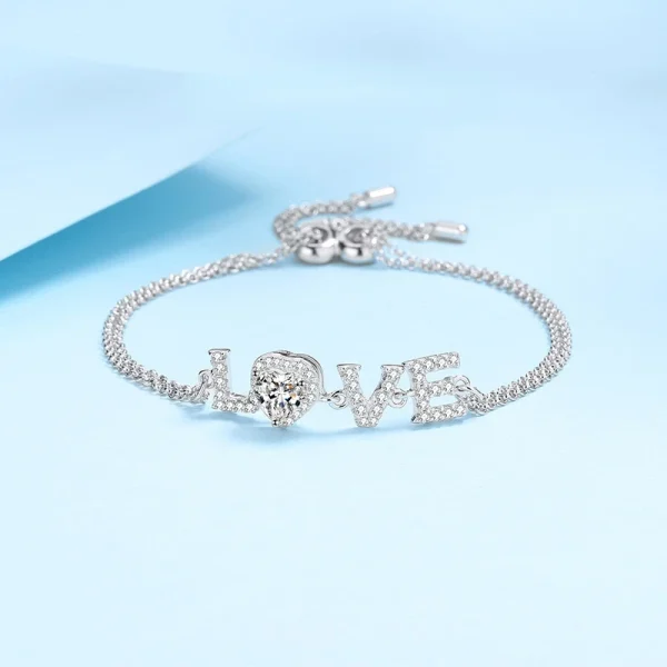 Classic Platinum PT950 White Gold Bracelets Diamond Gift 0.5CT vvs1 Dcolor Heart style luxury Moissanite LOVE Bracelet for Women - Image 6