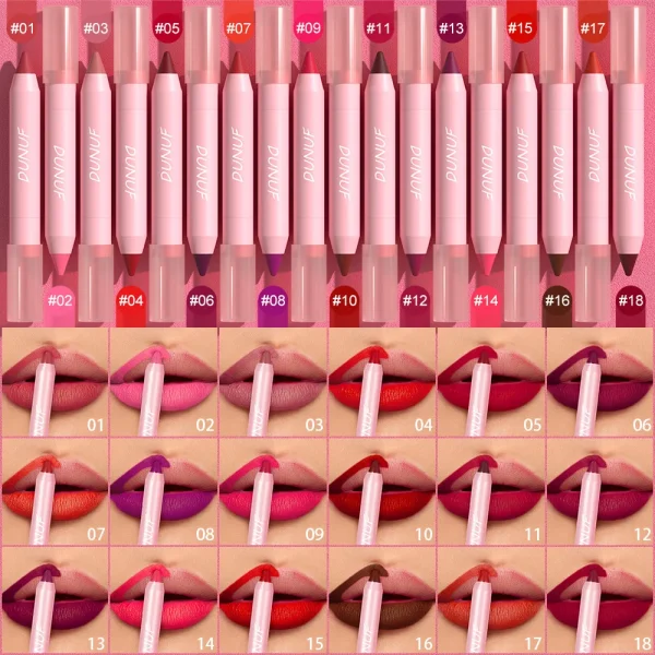 18-Colors Lipstick Pencil Waterproof Sexy Red Matte Contour Tint Lipstick Lasting Non-stick Cup Lipliner Pen Lip Makeup Cosmetic - Image 25