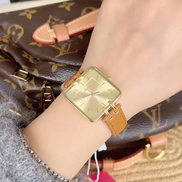 New hot selling cream beige simple square large dial leather women's watch fashionable temperament watch relojes para damas - Image 7