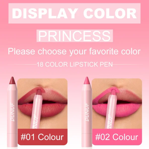 18-Colors Lipstick Pencil Waterproof Sexy Red Matte Contour Tint Lipstick Lasting Non-stick Cup Lipliner Pen Lip Makeup Cosmetic - Image 30