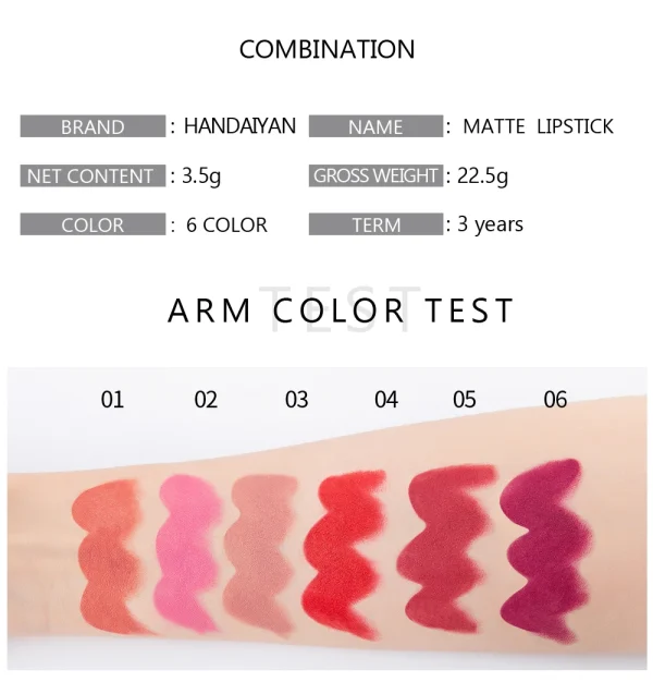 6-Color Matte Lipstick Set, Non-Fading, Non-Stick Cup Long-Lasting Velvet Finish, Smooth Matte Lip Color Waterproof Smudge-proof - Image 17