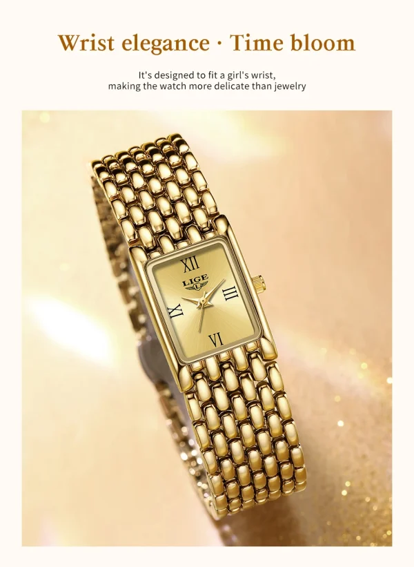 LIGE 2025 New Gold Women's Watch Luxury Quartz Watch Stainless Steel Bracelet Retro Fashion 30M Waterproof Watch for Women reloj - Image 17