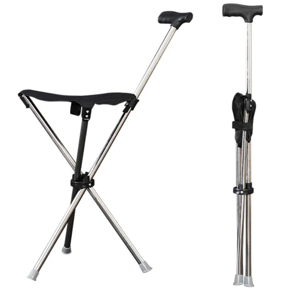 Adjustables Cane Easy To Carry Seat Portable Stool Folding Chair Non Slip Handle Super Light Walking Stick For Outdoor Walking - Image 8