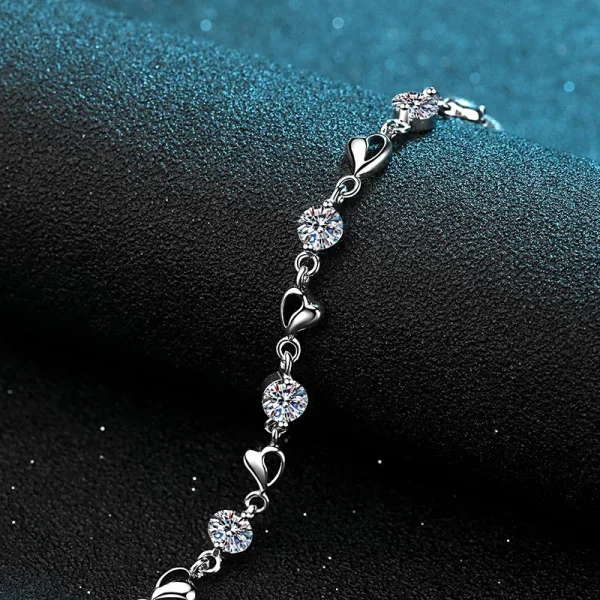 AZ111-S Lefei Fashion Fine Luxury Classic 0.5ct Moissanite Hearts Bracelets For Women s925 Sterling Silver Party Wedding Jewelry - Image 4