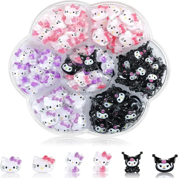 Sanrio Nail Charms Hello Kitty Design Nail Art Diy Mini Rhinestones Flatback Charms Crafts Stones for Manicure Nail Charms 70PCS - Image 29