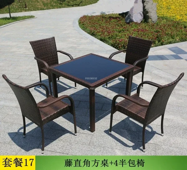 Nordic Rattan Garden Furniture Sets Household Patio Furniture Balcony Outdoor Furniture Leisure Table and Chair Three-piece Set - Image 28