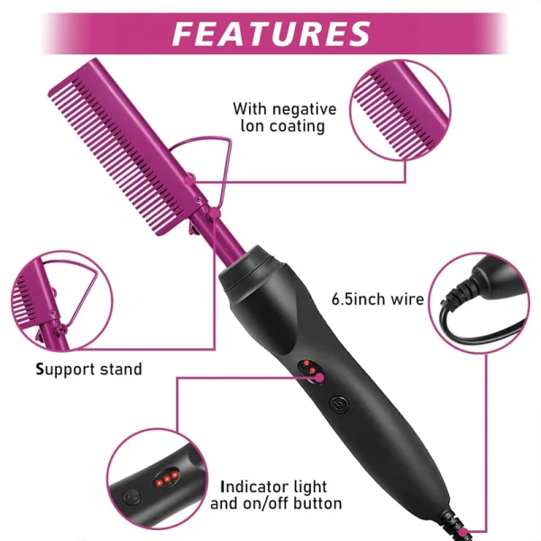 GOIPLE Electric Hot Comb Fast Heating Straightener Curling Iron Curler Brush Styling Tools for Hair Care Lace Wig Styling Set - Image 3