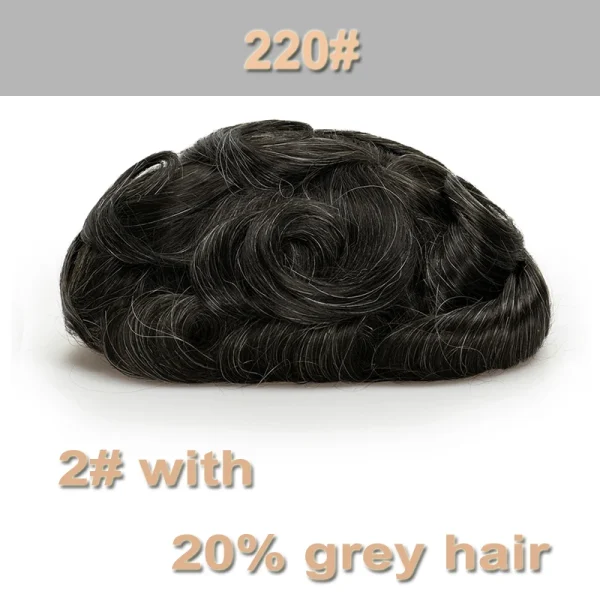 V Loop Grey Hair Men Toupee 0.08-0.1mm Skin PU Human Remy Hair Prosthesis Wig Full Skin PU Hairpiece Men Toupee Hair Replacement - Image 16