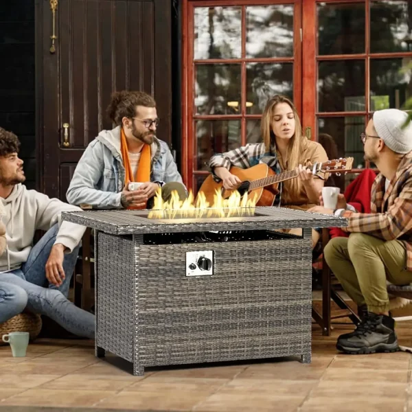 Propane Fire Pit Table with Storage, 40 in CSA Propane Fire Table Rectangular, Auto Ignition Gas Fire Pit for Outside Patio Deck - Image 9