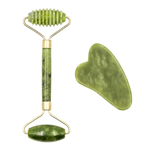 Face Massager Gua Sha Natural Stone Set Guasha Body Massage Tool Jade Face Lift Devices visage rouleau de massage rouleau visage - Image 7