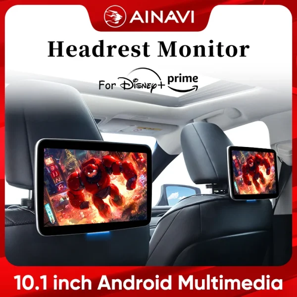 Ainavi 10.1 inch Car Headrest TV  Android 11 Touch Screen Multimedia Entertainment Tablet FM Transmiter HDMI In BT