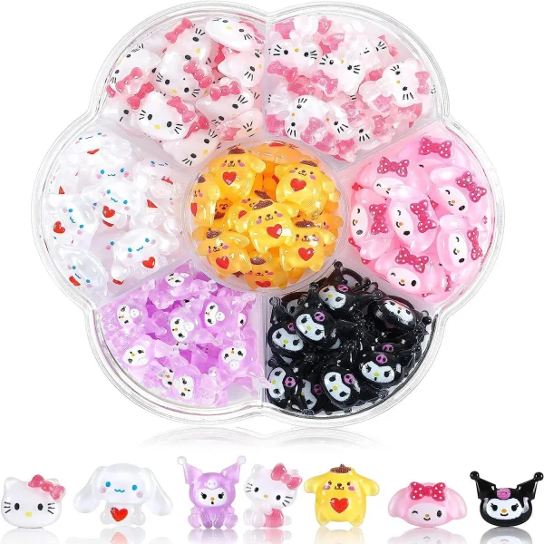 Sanrio Nail Charms Hello Kitty Design Nail Art Diy Mini Rhinestones Flatback Charms Crafts Stones for Manicure Nail Charms 70PCS - Image 2